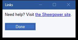 A dialog with a clickable link